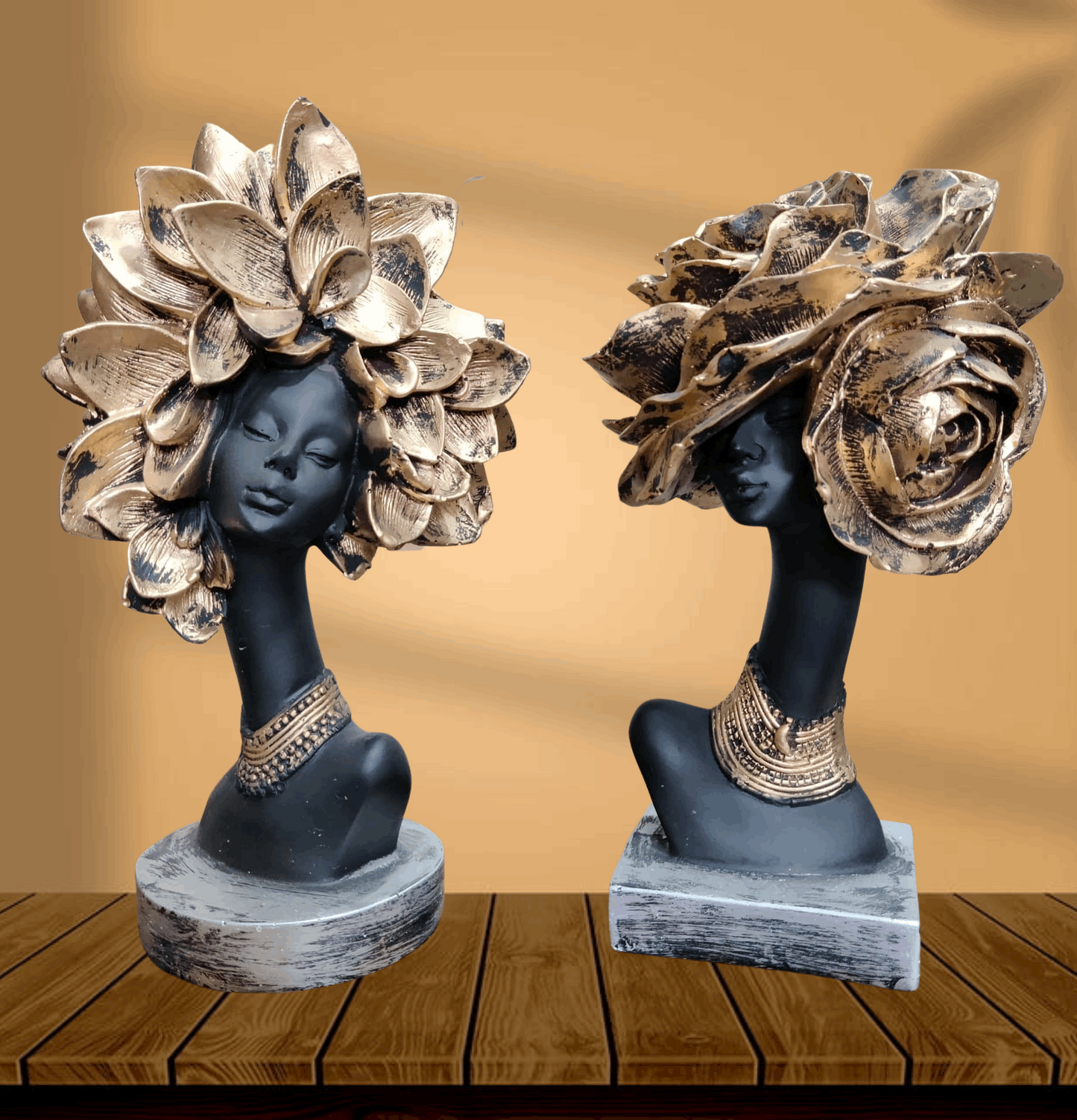 Polyresin Black Flower Ladies Set Of 2 - Premium from TheGiftBays - Just ₹2199! Shop now at TheGiftBays