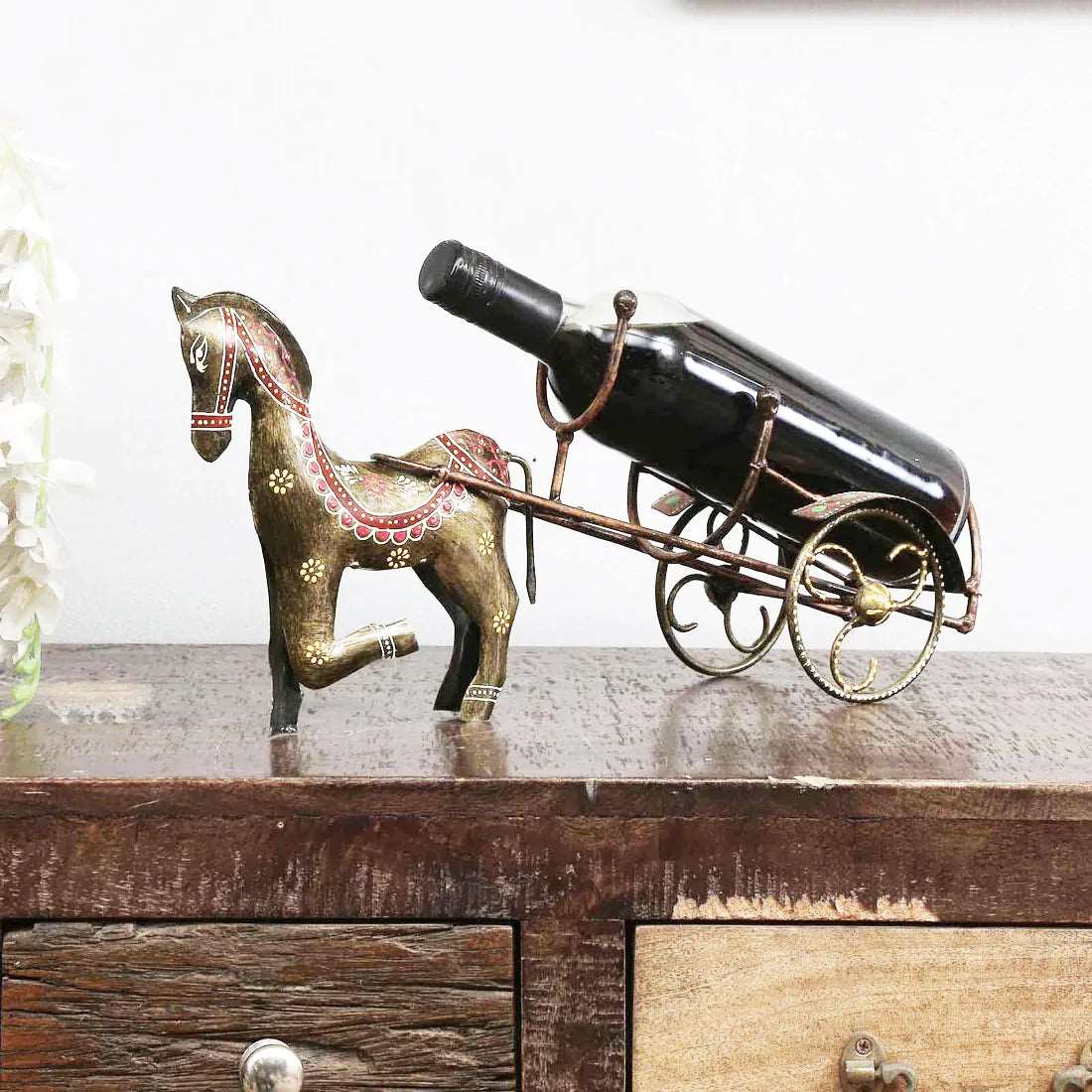 Metal Golden Horse Bottle Stand Table Decor - Premium from The Gift Bays - Just ₹2250! Shop now at TheGiftBays