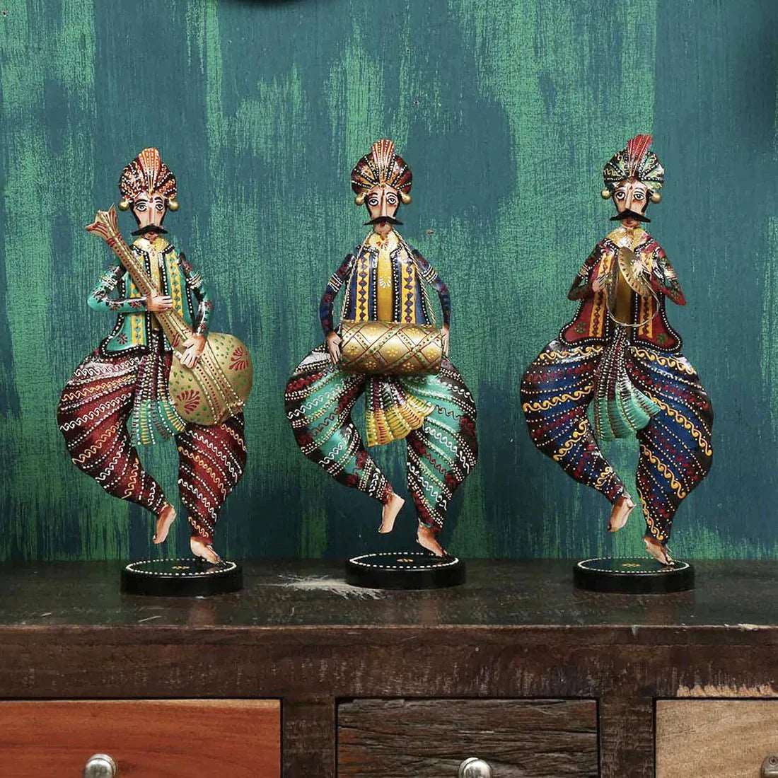 Metal Multicolour Moustache Figurine Set of 3 Table Decor - Premium from The Gift Bays - Just ₹4000! Shop now at TheGiftBays