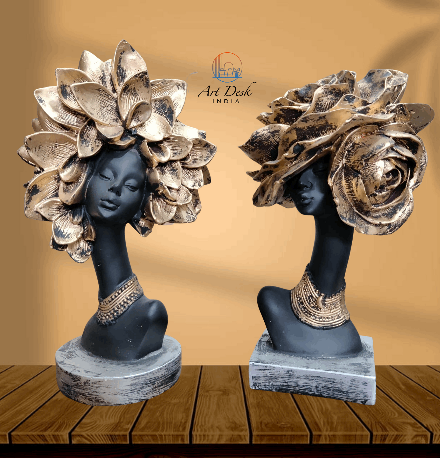 Polyresin African Flower Lady Face Figurine - Premium from TheGiftBays - Just ₹1999! Shop now at TheGiftBays