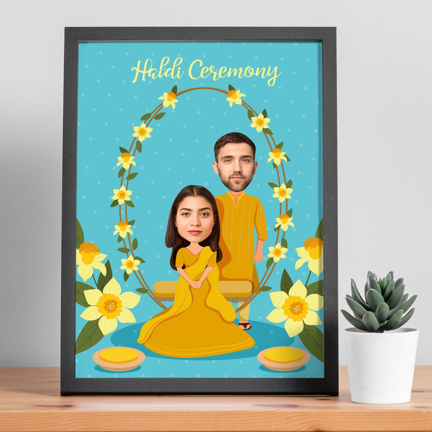 Personalized Haldi Ceremony caricature Frame - Premium from giflorify - Just ₹675! Shop now at TheGiftBays