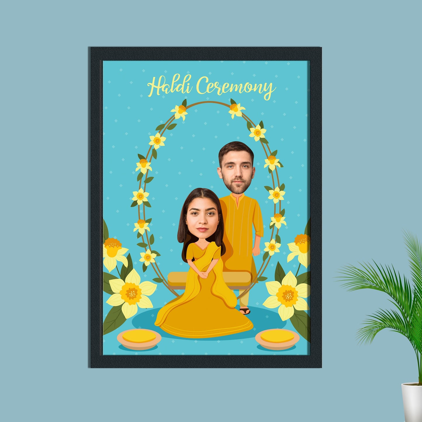 Personalized Haldi Ceremony caricature Frame - Premium from giflorify - Just ₹675! Shop now at TheGiftBays