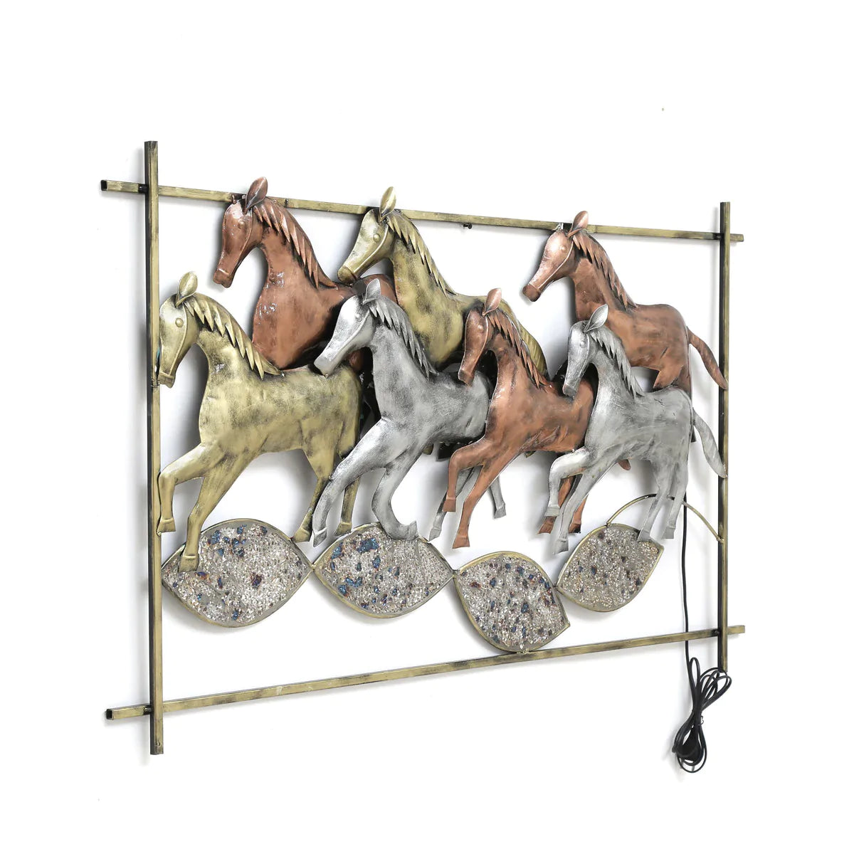 Metal Seven Running Horse Frame With LED - Premium from The Gift Bays - Just ₹7800! Shop now at TheGiftBays