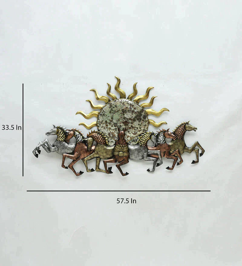 Metal 7 Running Sun Horse Wall Art With LED - Premium from The Gift Bays - Just ₹6000! Shop now at TheGiftBays