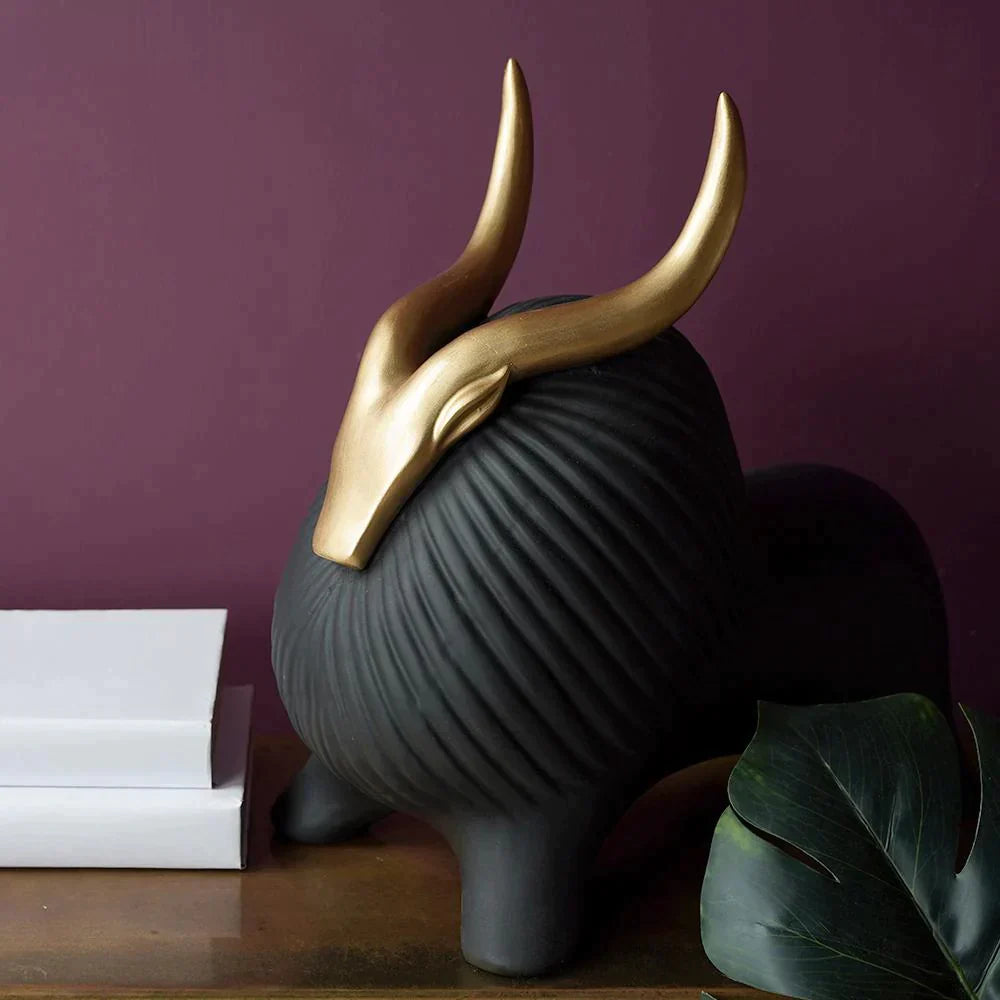 Golden Horned Yak Polyresin Table Decor - Premium from TheGiftBays - Just ₹2599! Shop now at TheGiftBays