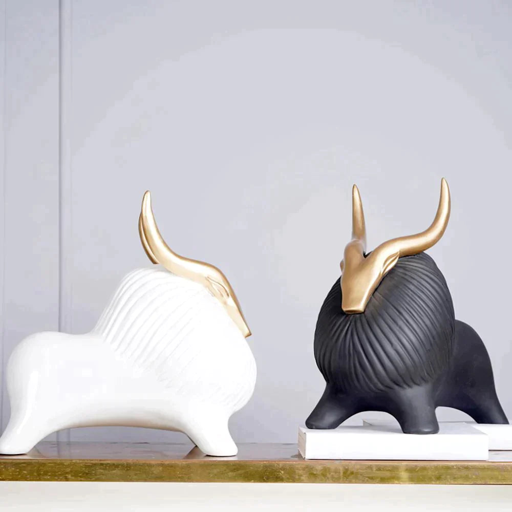Golden White Horned Yak Table Decor - Premium from TheGiftBays - Just ₹2599! Shop now at TheGiftBays