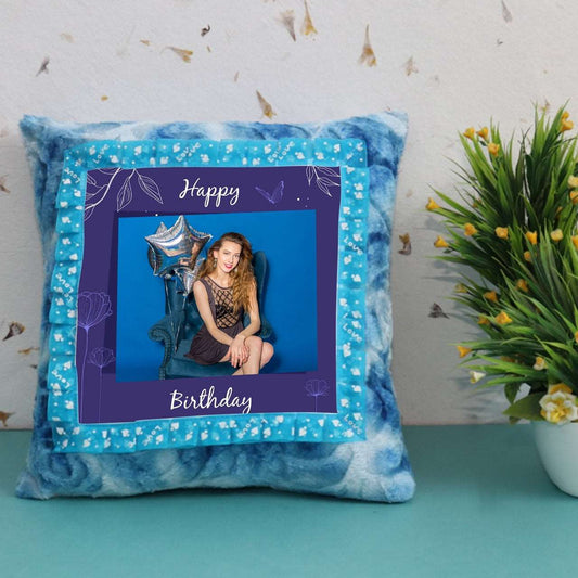 Birthday Personalized Blue Cushion - Premium Cushion from TheGiftBays - Just ₹400! Shop now at TheGiftBays