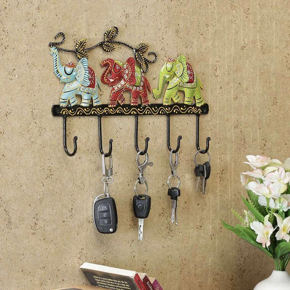 Metal Elephant Multicolour Wall Hook - Premium  from TheGiftBays - Just ₹2099! Shop now at TheGiftBays