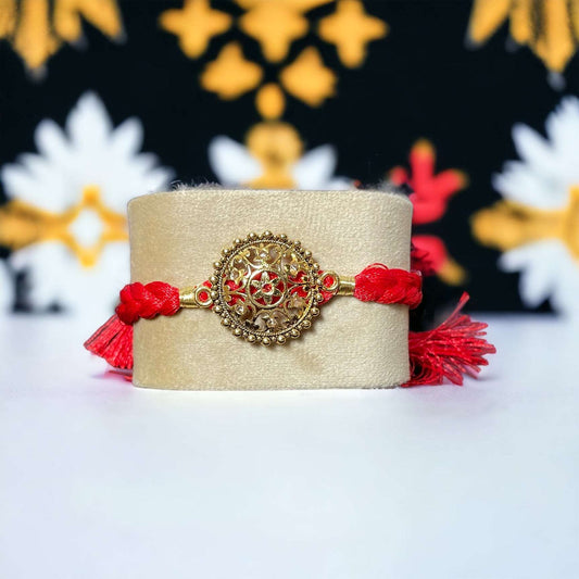 Antique Flower Brother Rakhi - Premium Rakhi from TheGiftBays - Just ₹175! Shop now at TheGiftBays