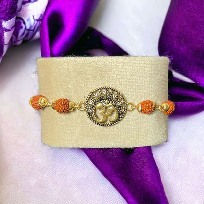 Heavenly Golden Om Rakhi - Premium Rakhi from TheGiftBays - Just ₹175! Shop now at TheGiftBays