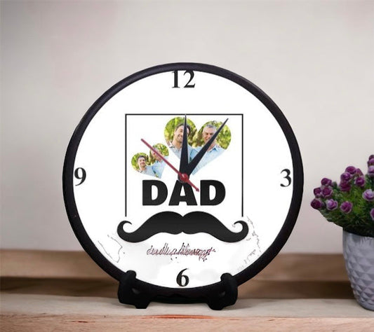 Fathers Day Personalised Moustache Dad Clock - Premium  from TheGiftBays - Just ₹599! Shop now at TheGiftBays