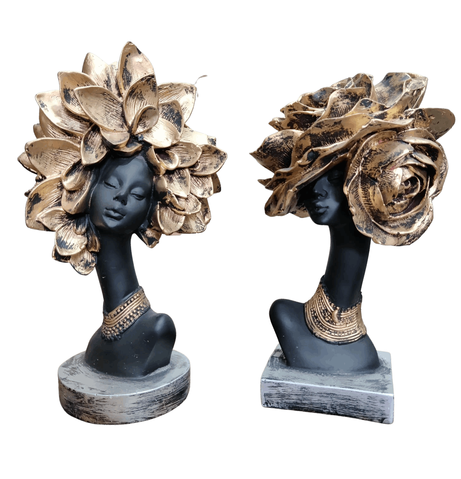 Polyresin Black Flower Ladies Set Of 2 - Premium  from TheGiftBays - Just ₹2199! Shop now at TheGiftBays