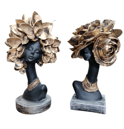 Polyresin Black Flower Ladies Set Of 2 - Premium  from TheGiftBays - Just ₹2199! Shop now at TheGiftBays