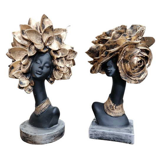 Polyresin Black Flower Ladies Set Of 2 - Premium  from TheGiftBays - Just ₹2199! Shop now at TheGiftBays