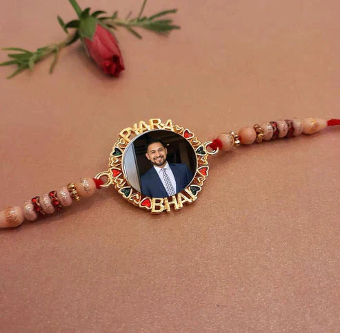 Personalised Pyara Bhai Metal Photo Rakhi - Premium Rakhi from TheGiftBays - Just ₹249! Shop now at TheGiftBays