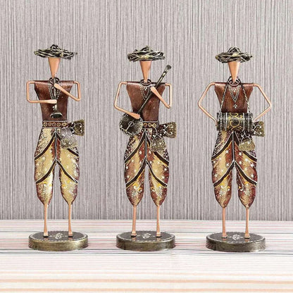 Brown Metal Human Figurine Set Of 3 - Premium  from TheGiftBays - Just ₹3299! Shop now at TheGiftBays