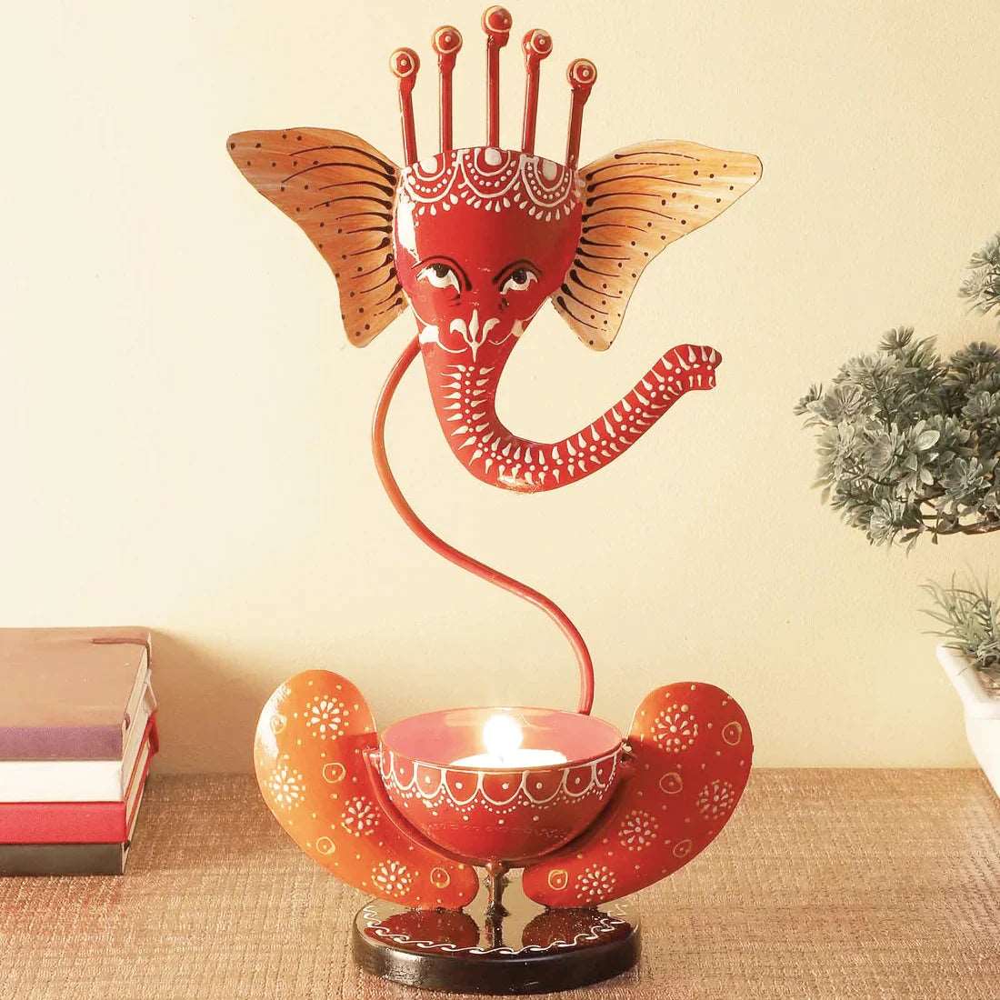 Metal Embossed Ganesha Diya Table Decor - Premium  from TheGiftBays - Just ₹1299! Shop now at TheGiftBays