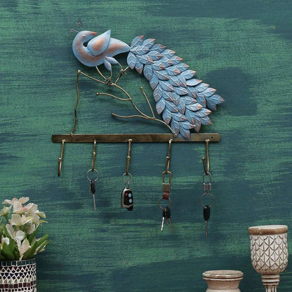 Metal Blue Peacock Wall Hook - Premium  from TheGiftBays - Just ₹1799! Shop now at TheGiftBays