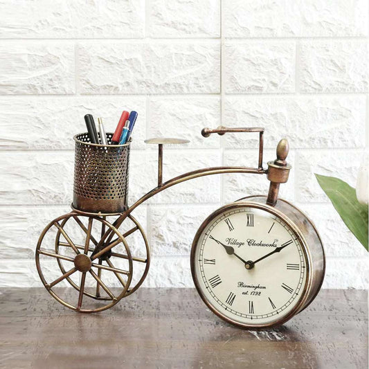 Metal Cycle Clock Pen Stand Table Decor - Premium  from The Gift Bays - Just ₹2200! Shop now at TheGiftBays