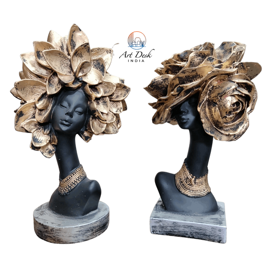 Polyresin African Flower Lady Face Figurine - Premium  from TheGiftBays - Just ₹1999! Shop now at TheGiftBays