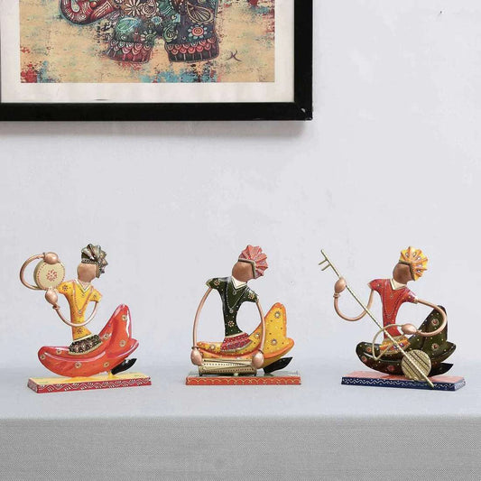 Metal Multicolour Sitting Figurine Set Of 3 Table Decor - Premium  from The Gift Bays - Just ₹2600! Shop now at TheGiftBays