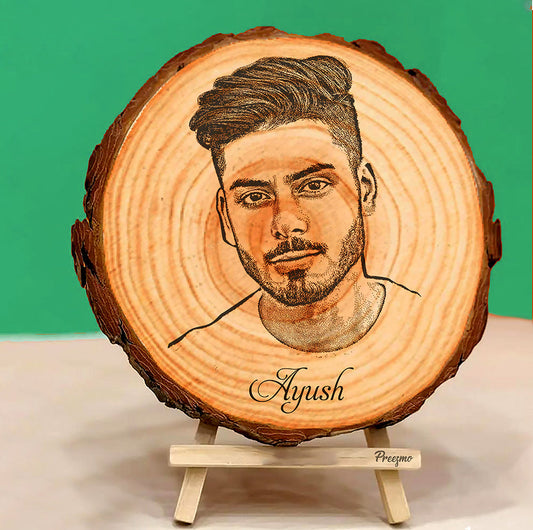 Wooden Slice Engraved Photo Frame - Premium personalized gifts from Preezmo Gifts - Just ₹750! Shop now at TheGiftBays