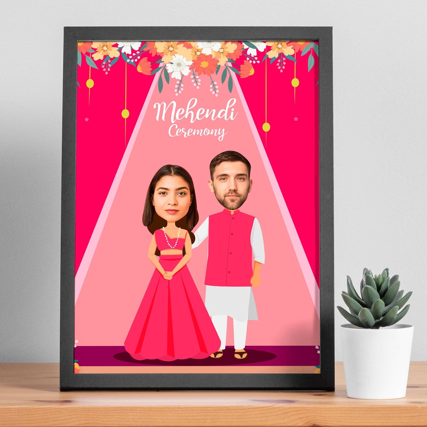 Personalized Mehendi Ceremony caricature Frame - Premium Anniversary gifts from giflorify - Just ₹675! Shop now at TheGiftBays