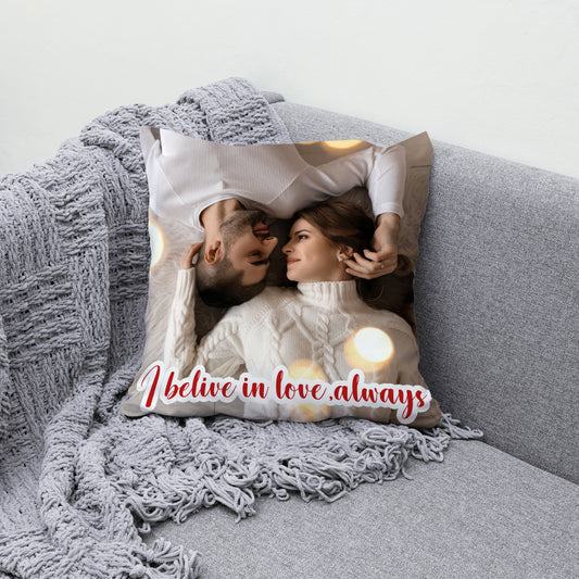 I belive in love always personalized Satin pillow - Premium personalized gifts from giflorify - Just ₹495! Shop now at TheGiftBays