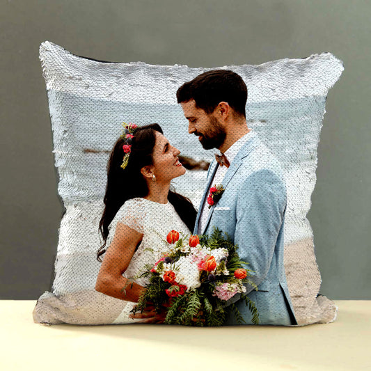 Silver Sequin Personalize magic pillow - Premium  from giflorify - Just ₹695! Shop now at TheGiftBays