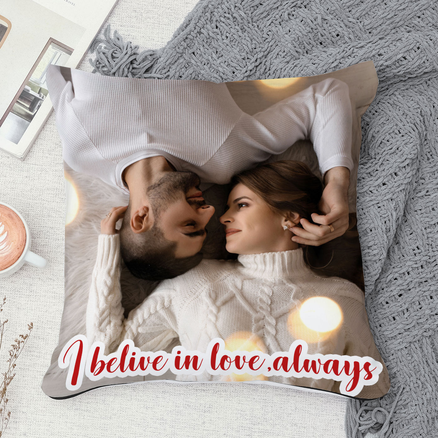 I belive in love always personalized Satin pillow - Premium personalized gifts from giflorify - Just ₹495! Shop now at TheGiftBays