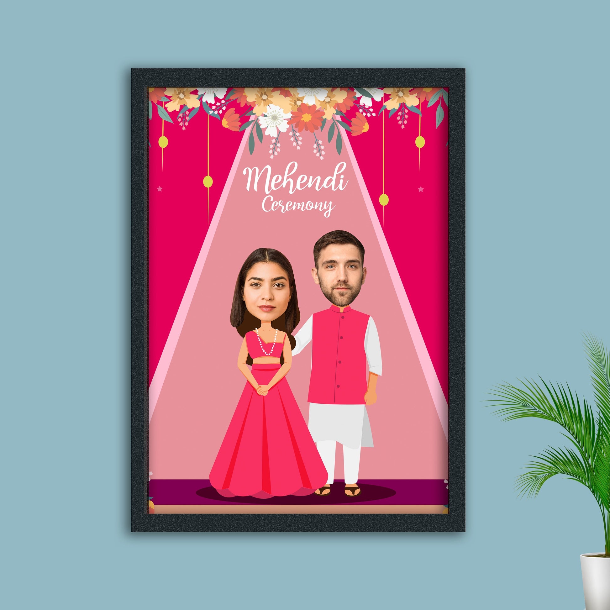 Personalized Mehendi Ceremony caricature Frame - Premium Anniversary gifts from giflorify - Just ₹675! Shop now at TheGiftBays