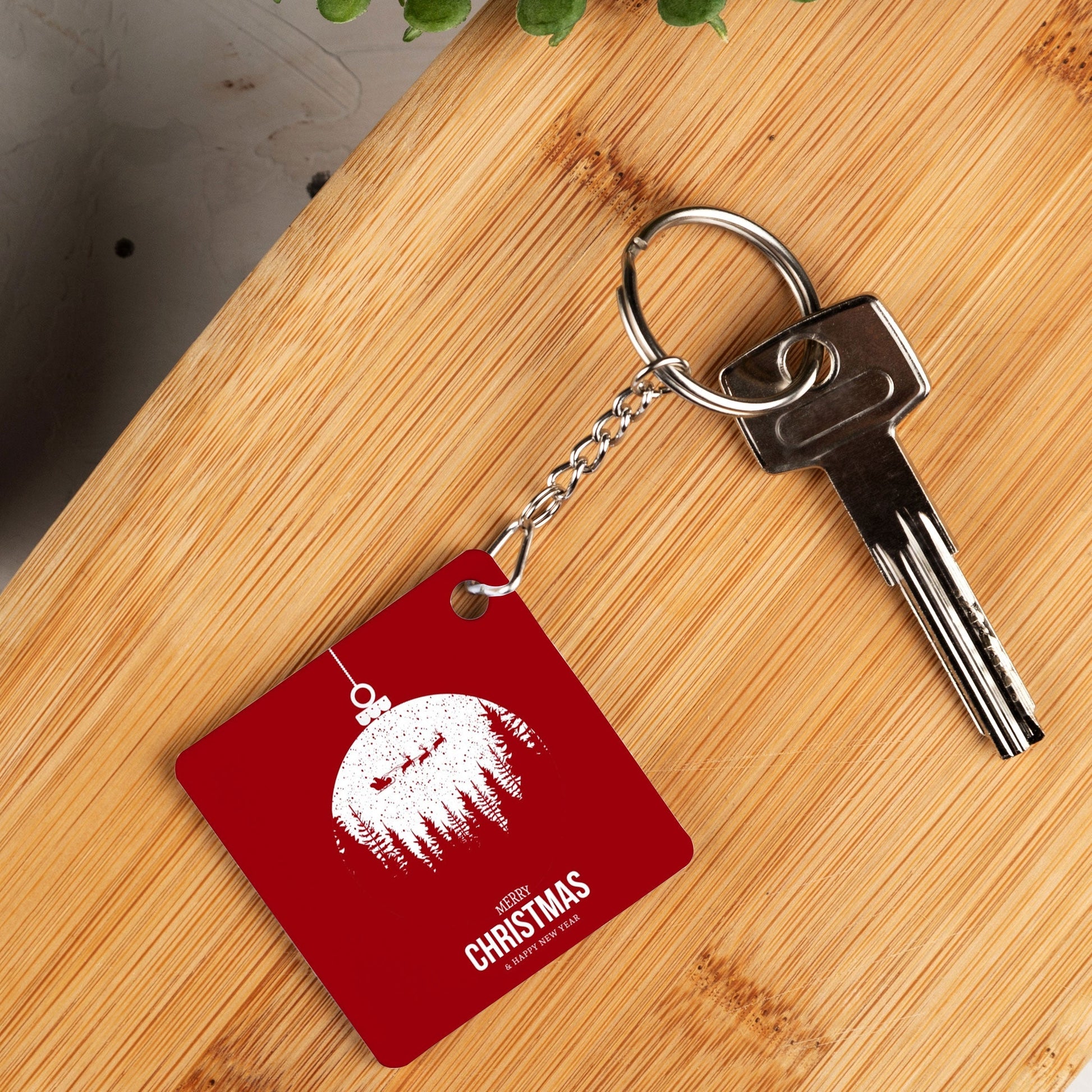 Christmas sqaure wooden key chain - Premium key chain from giflorify - Just ₹179! Shop now at TheGiftBays