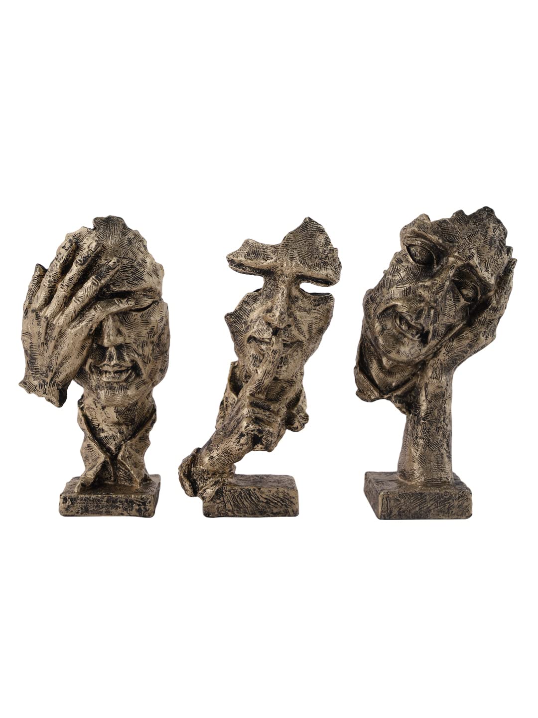 Antique Face Hand Polyresin Small Figurines Set Of 3 - Premium  from TheGiftBays - Just ₹2199! Shop now at TheGiftBays