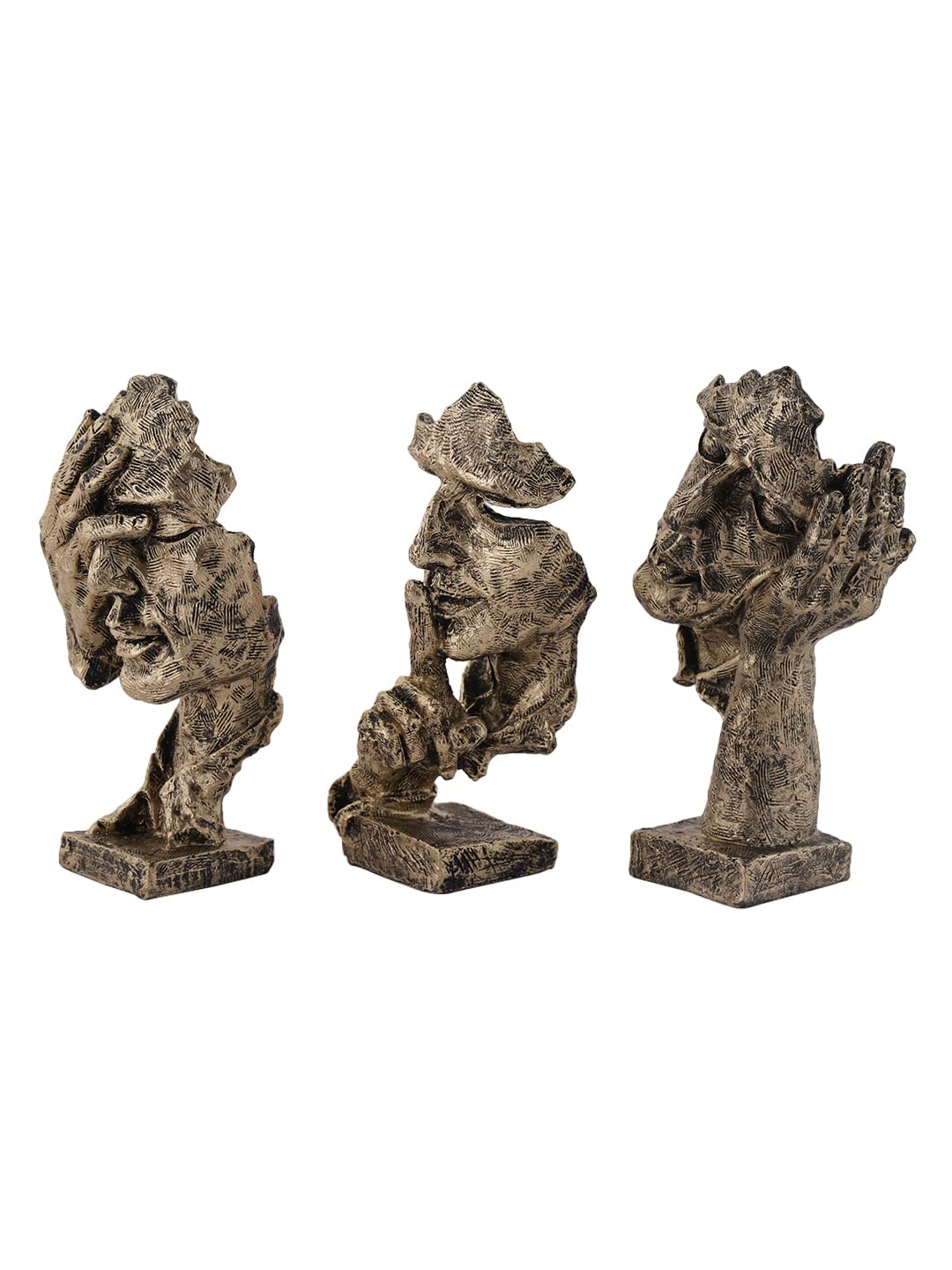 Antique Face Hand Polyresin Small Figurines Set Of 3 - Premium  from TheGiftBays - Just ₹2199! Shop now at TheGiftBays