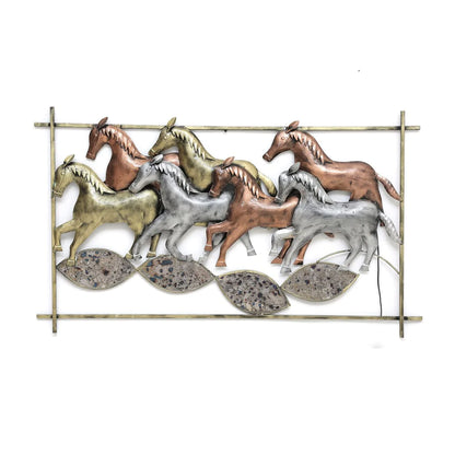 Metal Seven Running Horse Frame With LED - Premium  from The Gift Bays - Just ₹7800! Shop now at TheGiftBays