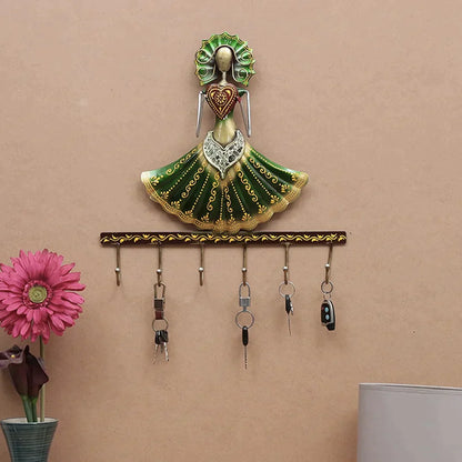 Metal Lady In Green Big Key Holder Wall Hook - Premium  from The Gift Bays - Just ₹1500! Shop now at TheGiftBays