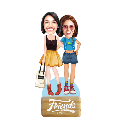 Bestfriends bond for girls caricature - Premium Friends from Preezmo Gifts - Just ₹449! Shop now at TheGiftBays