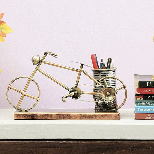 Metal Golden Cycle Table Pen Stand - Premium  from TheGiftBays - Just ₹1699! Shop now at TheGiftBays