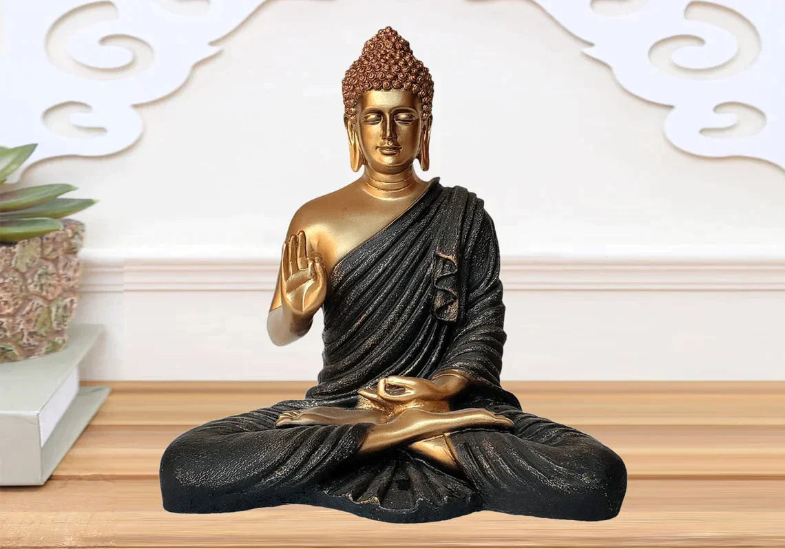 Polyresin Meditating Buddha Statue 2 Feet Gray Golden - Premium  from The Gift Bays - Just ₹5999! Shop now at TheGiftBays