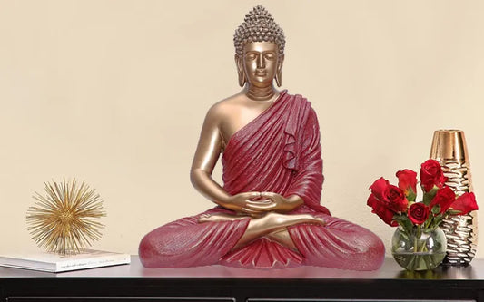 Polyresin Meditating Buddha Statue 2 Feet Red And Golden - Premium  from The Gift Bays - Just ₹5999! Shop now at TheGiftBays