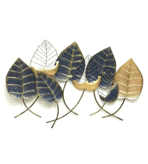 Metal Blue Golden Leaf Wall Art - Premium  from The Gift Bays - Just ₹8500! Shop now at TheGiftBays