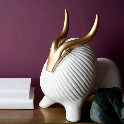 Golden White Horned Yak Table Decor - Premium  from TheGiftBays - Just ₹2599! Shop now at TheGiftBays